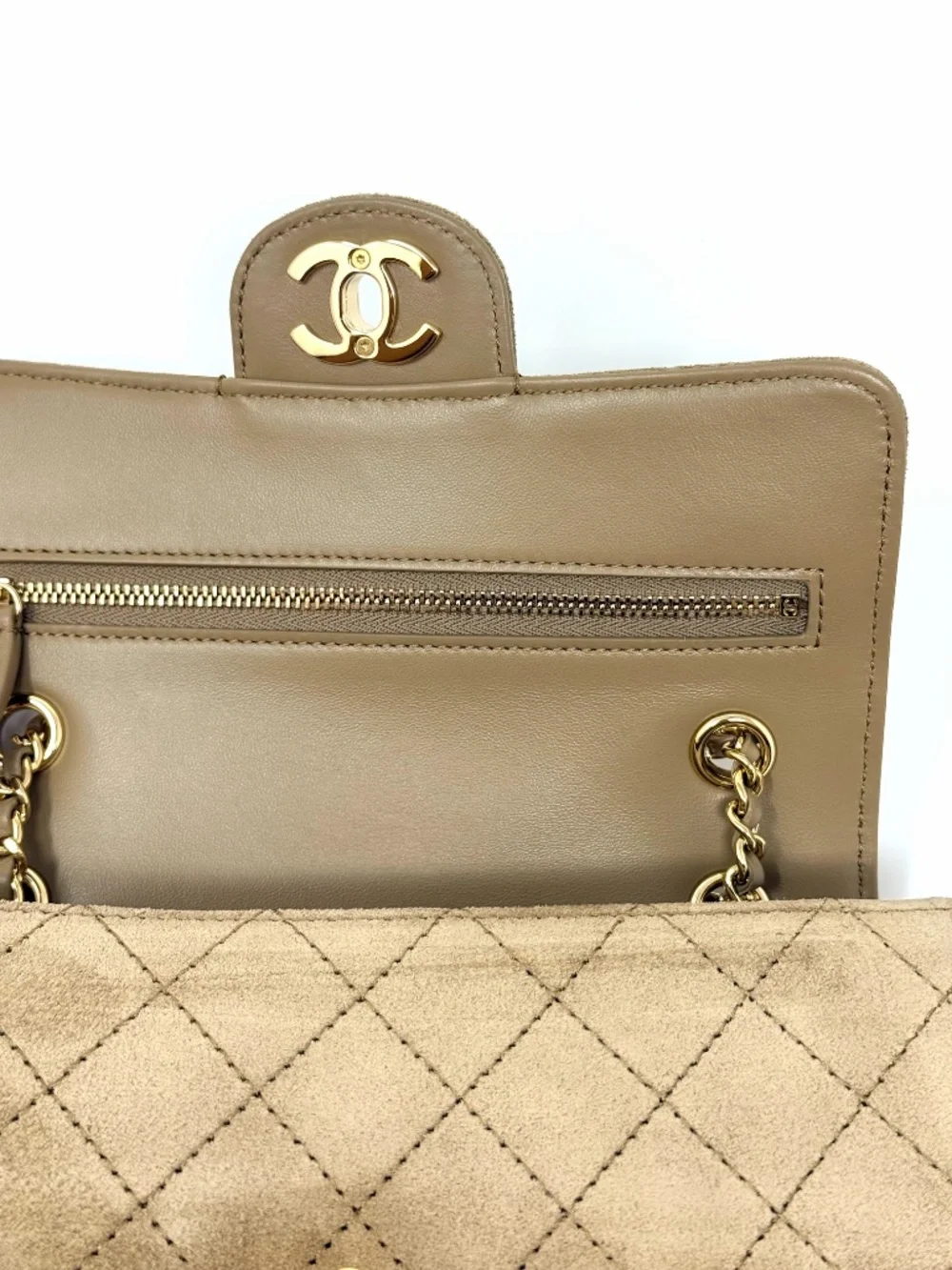 CHANEL Suede Calfskin & Gold-Tone Metal Small Flap Bag